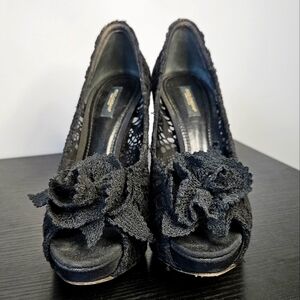 Dolce & Gabbana Sexy Black Lace Crochet Pumps Size 8-8.5